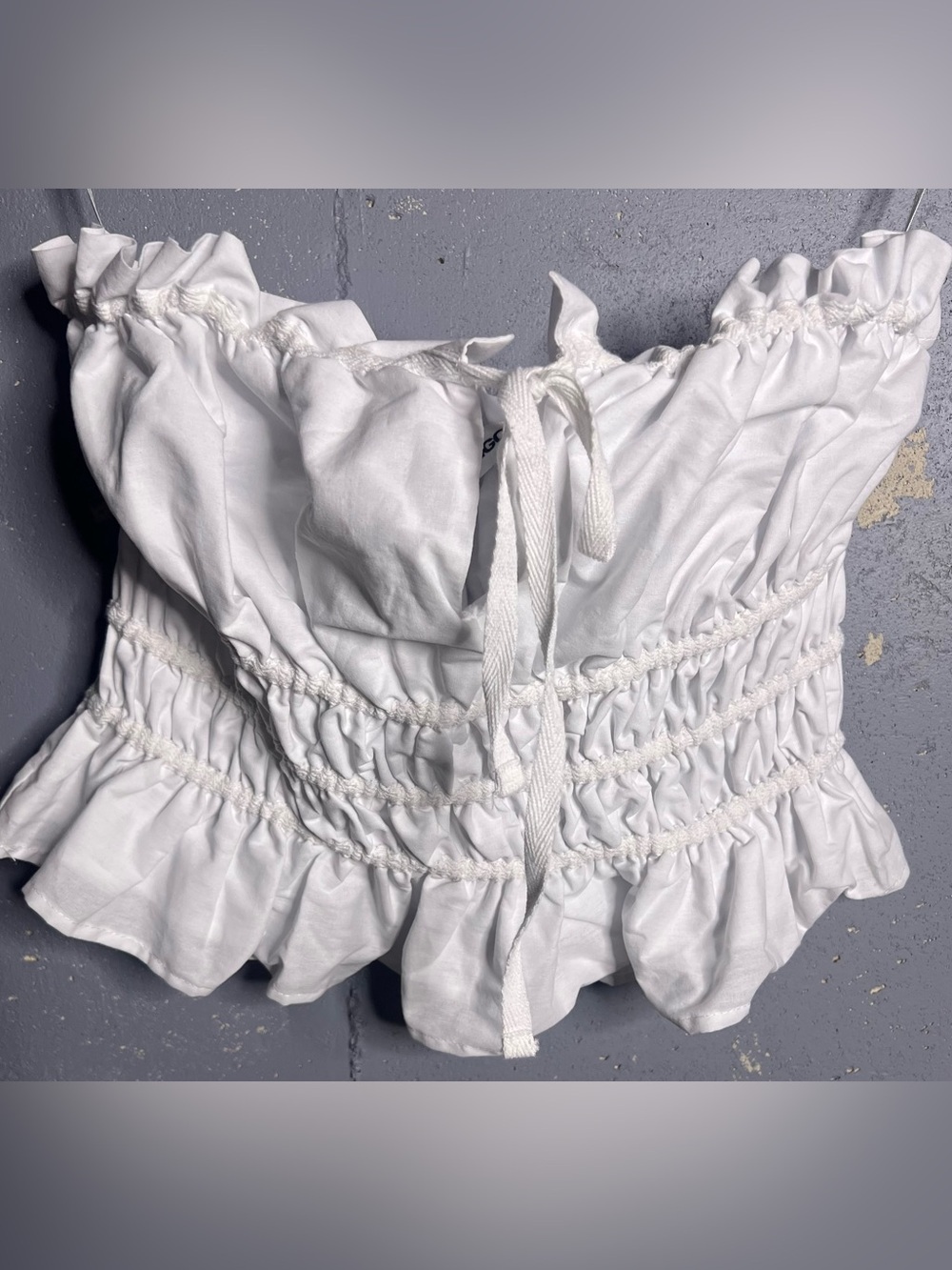 Vigoss White Ruffled Smocked Tube Tank Top in Size Small